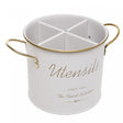 Porta Talher Olina 13.5cm x12.3cm Off White Metal - Wolff