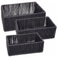 Conjunto 3 Cestos Retangulares Preto Papel - Wolff