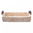 Bandeja Retangular Decorativa de Fibra Natural e Alça em Couro Braid - Lyor