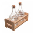 Conjunto 2 Garrafas para Azeite com Tampa de Cortiça e Suporte de Madeira 180ml Vidro - Lyor