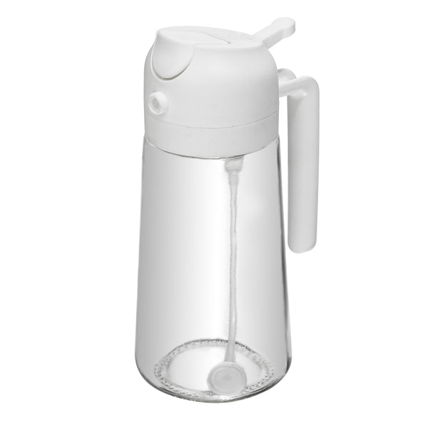 Galheteiro 2 em 1 de Vidro com Borrifador Plástico Branco 450ml - Lyor