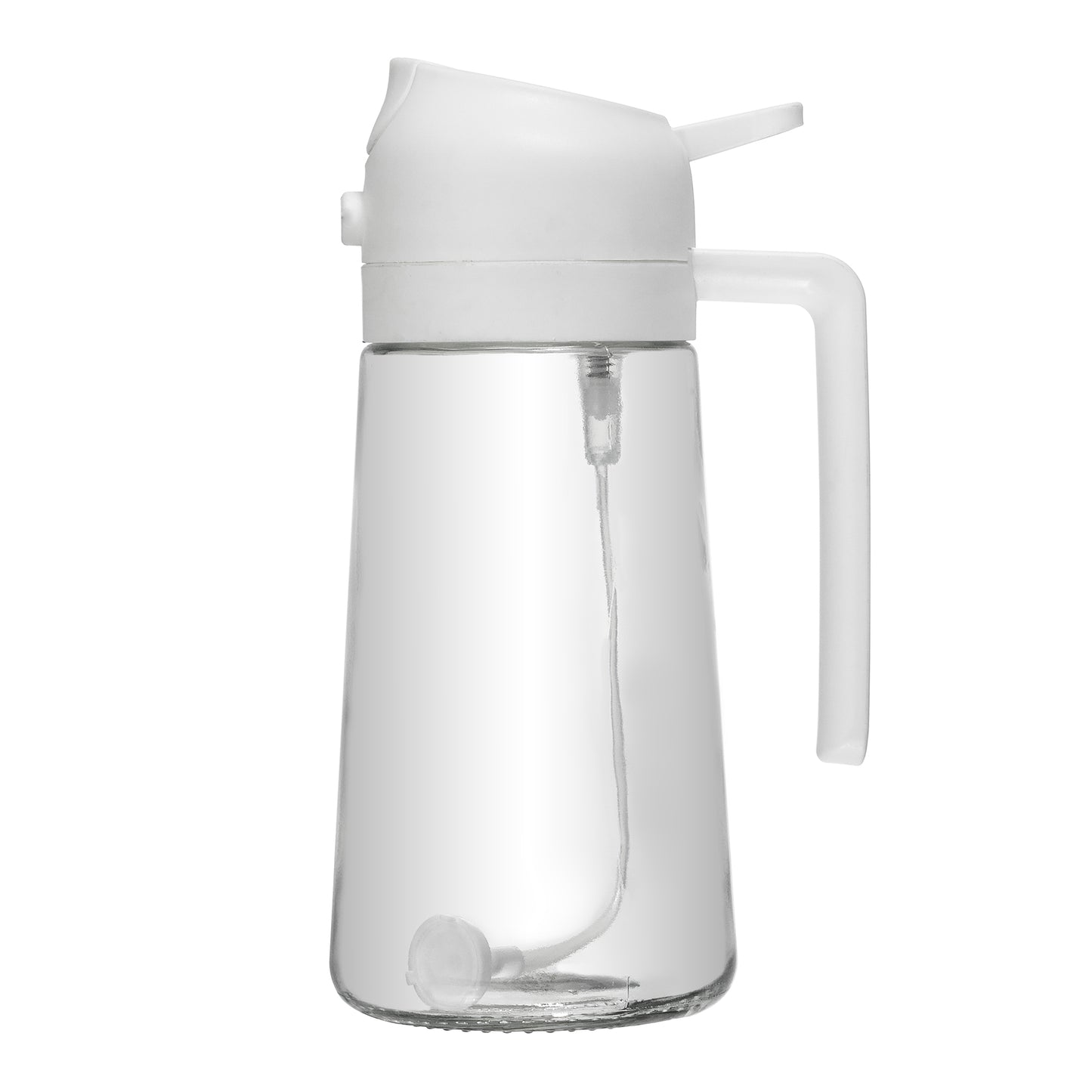 Galheteiro 2 em 1 de Vidro com Borrifador Plástico Branco 450ml - Lyor