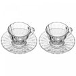 Conjunto 2 Xícaras para Chá de Cristal Ecológico com Pires Radial 180ml - Lyor