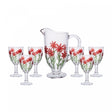 Conjunto Jarra com 6 Taças de aguá Red Flower 1,3L/320ml Cristal Ecológico - Wolff