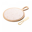 Conjunto para Queijo de Bambu com Tábua Redonda e Faca Terrazo 20cm x 28cm x 1,5cm - Lyor