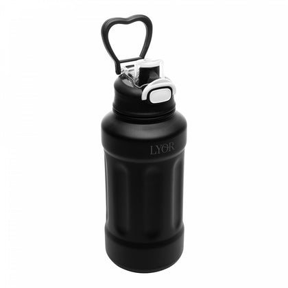 Garrafa Térmica de Aço Inox com Alça Adventure Preta 1L - Lyor
