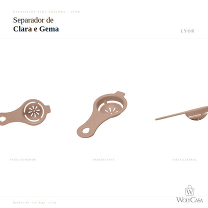 Separador de Clara e Gema de Ovos de Bambu e PP Bege 13cm x 6cm x 2,5cm - Lyor