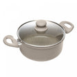 Caçarola de Indução Granito Chef 22cm Taupe Alumínio com Revestimento Cerâmico e Tampa de Vidro Lyor