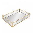 Bandeja com Espelho Ocean 20cm x 30cm x 4cm Dourada Metal - Lyor