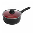 Panela de Indução com Tampa de Vidro Granito Chef 16cm Vermelha Alumínio Revestimento Cerâmico Lyor