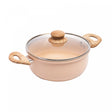 Caçarola de Indução com Tampa de Vidro Granito Chef 22cm Bege Alumínio Revestimento Cerâmico Lyor