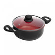 Caçarola de Indução com Tampa Vidro Granito Chef 22cm Vermelho Alumínio Revestimento Cerâmico Lyor