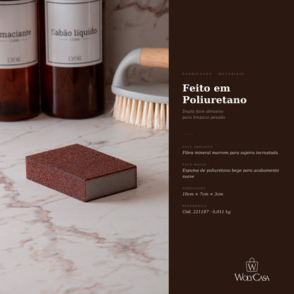 Esponja Mágica para Limpeza Pesada 10cm x 7cm x 2,5cm Marrom Poliuretano - Lyor