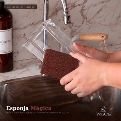 Esponja Mágica para Limpeza Pesada 10cm x 7cm x 2,5cm Marrom Poliuretano - Lyor