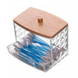 Porta Cotonete Retangular com Tampa de Bambu Special My Box  9cm x 7,5cm x 8,5cm Plástico - Lyor