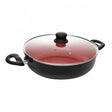 Wok de Indução com Tampa de Vidro Granito Chef 28cm Vermelho Alumínio com Revestimento Cerâmico Lyor