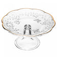 Prato para Bolo com Pé New Butterfly com Fio de Ouro 19cm x 9cm Cristal Ecológico - Lyor