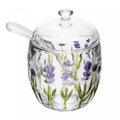 Açucareiro com Colher e Tampa Lavanda Hand Painting 8,5cm x 11,3cm Cristal - Lyor