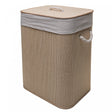 Cesto para Roupas Dobrável com Forro em Tecido e Tampa Cozy 40cm x 30cm x 50cm Bambu - Lyor