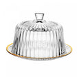Queijeira com Tampa e Fio de Ouro Radial 20cm x 20cm x 12,5cm Cristal - Lyor