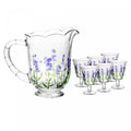 Conjunto Jarra com 6 Taças Lavanda Hand Painting 1,3L/240ml Cristal Ecológico - Lyor