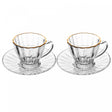 Conjunto 2 Xícaras para Chá com Fio de Ouro e Pires Radial 180ml Cristal - Lyor