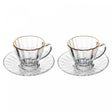 Conjunto 2 Xícaras para Café com Fio de Ouro e Pires Radial 90ml Cristal - Lyor