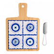 Conjunto 3 Peças para Queijo com Bandeja  Faca e Tábua Greek 18,5 x 26,5 x 1cm Bambu - Lyor