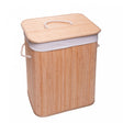 Cesto para Lavanderia com Tampa 40cm x 30cm x 50cm Natural Bambu - Lyor