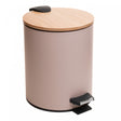 Lixeira Redonda com Tampa em Bambu e Pedal 5L Bege Aço Inox - Lyor