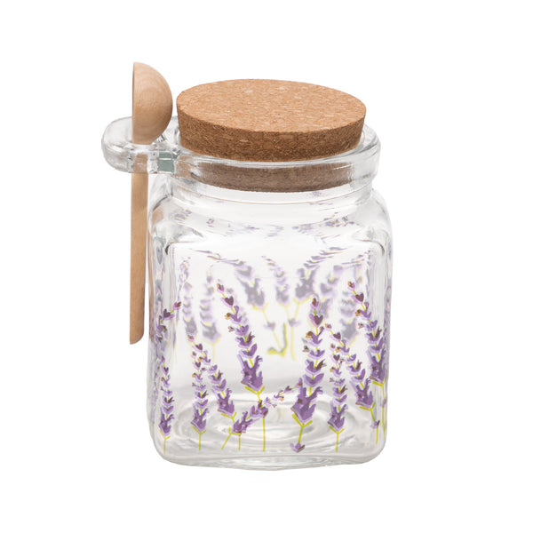 Pote Quadrado com Tampa e Colher Provence 290ml Vidro - Lyor+