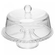 Prato para Bolo com Pé e Tampa Coração 25,5cm x 29cm Cristal - Lyor