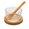 Petisqueira Redonda Stripes com Colher de Bambu e Suporte 10cm x 6cm Vidro - Lyor