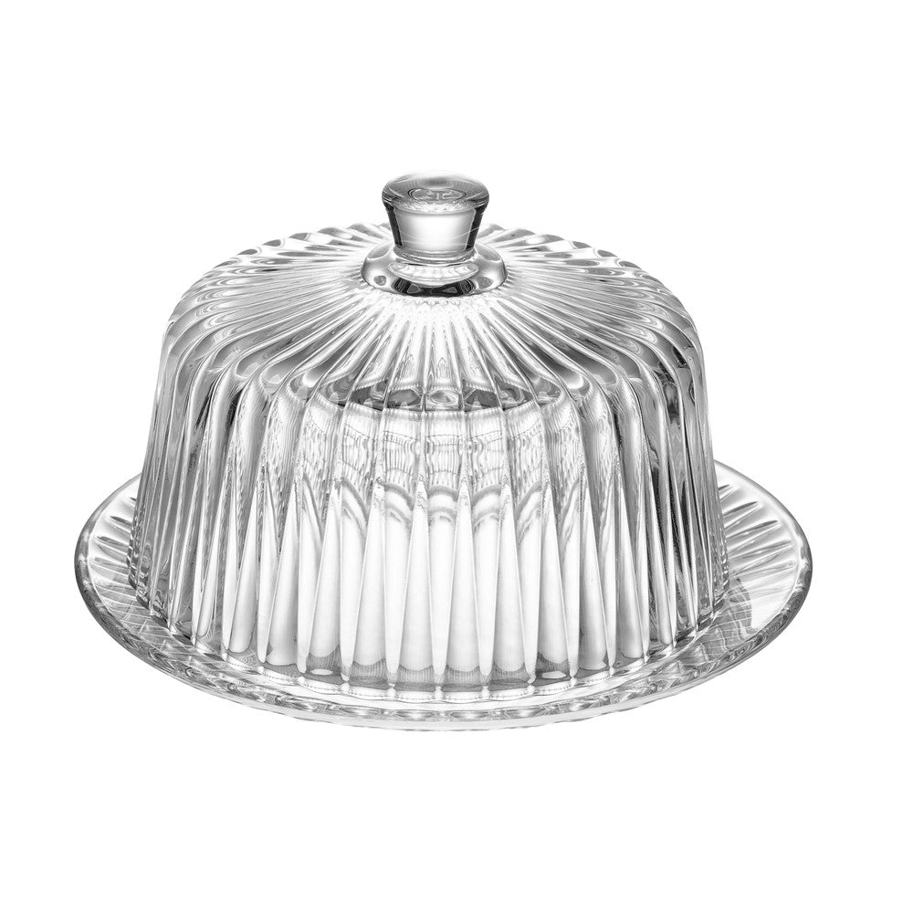 Queijeira com Tampa Radial 19,5cm x 19,5cm x 12,5cm Cristal - Lyor