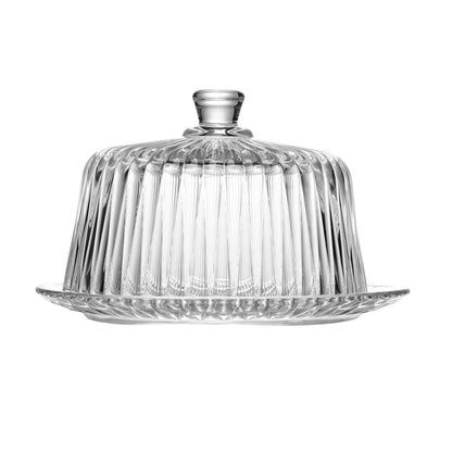 Queijeira com Tampa Radial 19,5cm x 19,5cm x 12,5cm Cristal - Lyor
