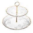 Prato para Doce 2 Andares New Butterfly com Fio de Ouro 20cm/26cm Cristal Ecológico - Lyor