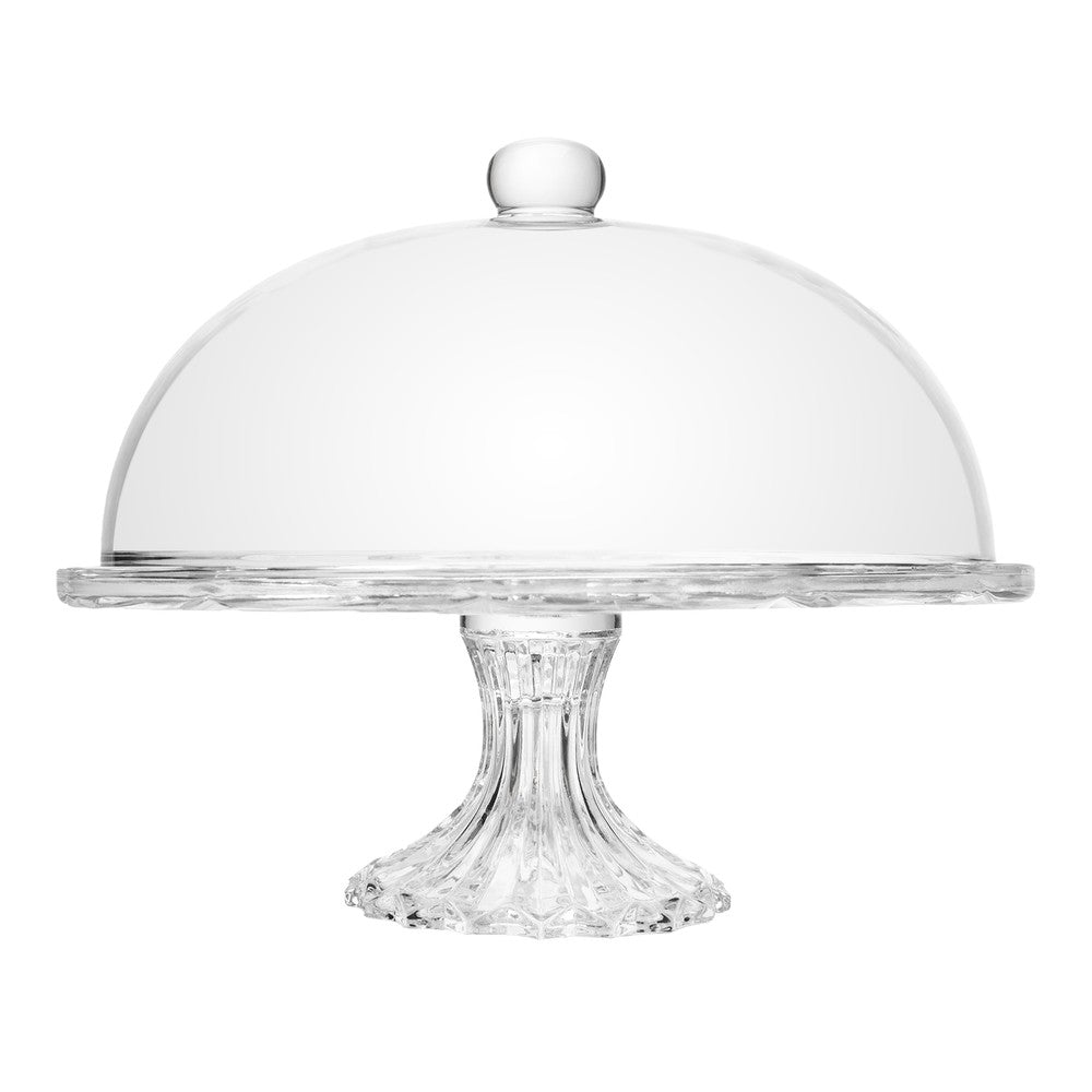 Prato para Bolo com Pé e Tampa Deli Diamond 30cm x 23,5cm Cristal - Lyor