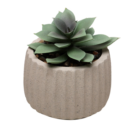 Cachepot com Suculenta Artificial Geometry 8cm x 9,5cm Bege Cimento - Lyor