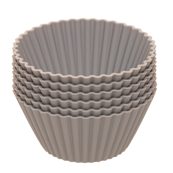 Conjunto 6 Formas Redondas para Cupcake 7cm x 3cm Cinza Silicone - Lyor