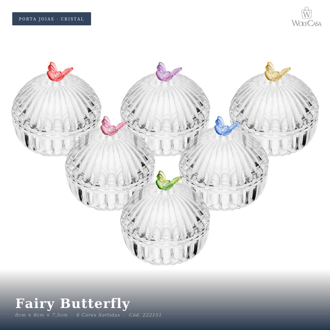 Porta Joias Fairy Butterfly 8cm x 7cm Cristal - Lyor (SORTIDO)
