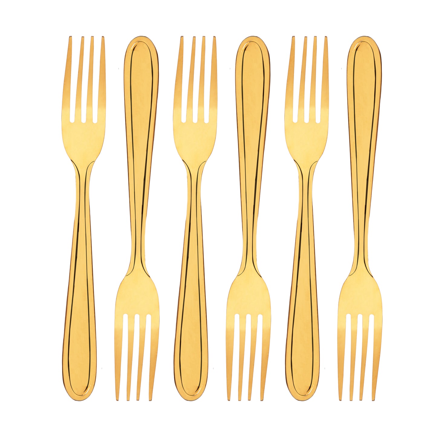 Conjunto 6 Garfos para Sobremesa Gastro Dourado Aço Inox - Lyor