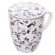 Caneca com Tampa e Filtro NuancesTiny Flowers 330ml Branca Cerâmica - Lyor