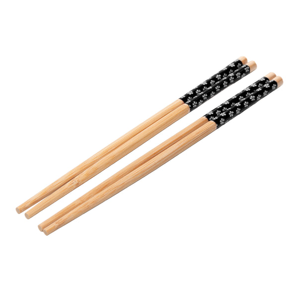 Conjunto 4 Pares de Hashis Sunflower 24cm x 1cm Preto Bambu - Lyor