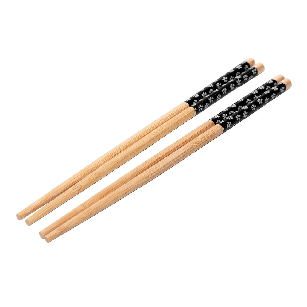 Conjunto 2 Pares de Hashis Sunflower 24cm x 1cm Preto Bambu - Lyor