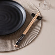 Conjunto 2 Pares de Hashis Sunflower 24cm x 1cm Preto Bambu - Lyor