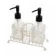 Conjunto 2 Porta Sabonete Líquido com Suporte Duplo 280ml Preto Vidro - Lyor