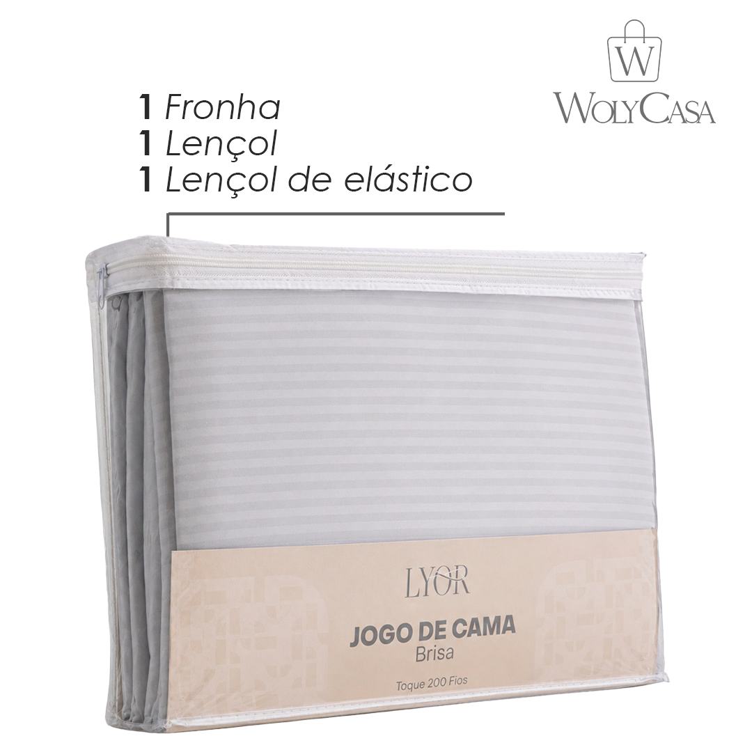 Jogo de Cama Solteiro Brisa Toque 200 Fios Cinza Microfibra - Lyor