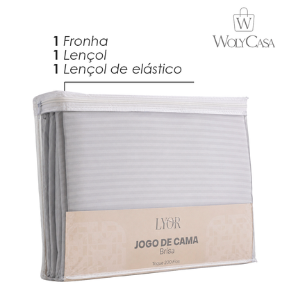 Jogo de Cama Solteiro Brisa Toque 200 Fios Cinza Microfibra - Lyor