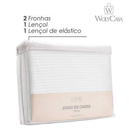 Jogo de Cama Queen Brisa Toque 200 Fios Branco Microfibra - Lyor