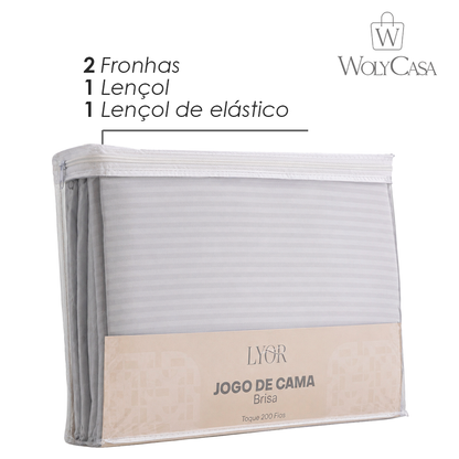 Jogo de Cama King Brisa Toque 200 Fios Cinza Microfibra - Lyor